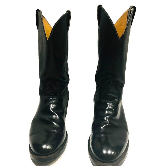 Justin Mens 10EE Tobias Boots Black Leather Vibram‎ Sole USA Western Cowboy $204